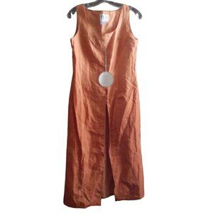 Midi Tank Dress in Rust Orange - Sleeveless Front Slit